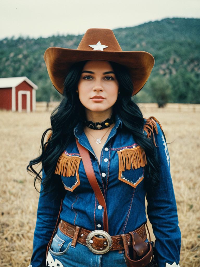 Cowgirl in Rustic Countryside Cowgirl in Rustic Countryside