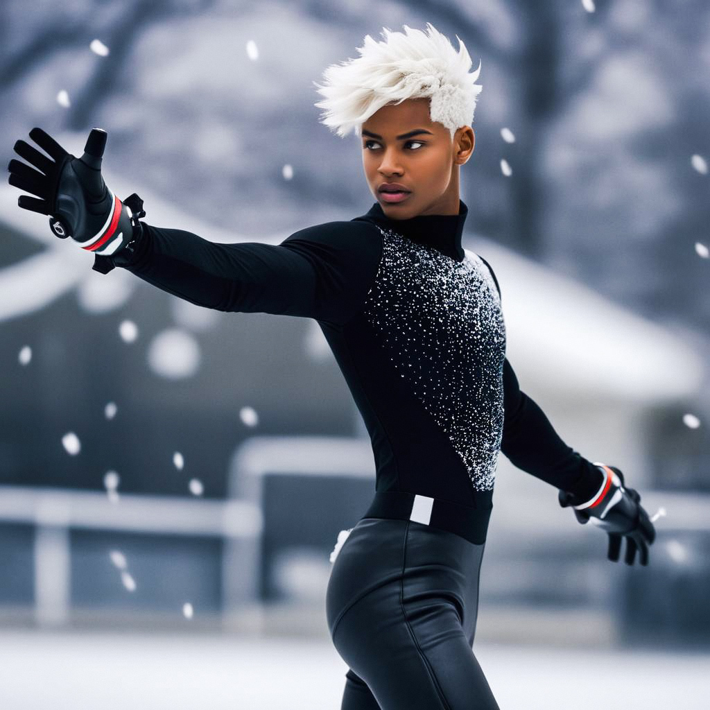 Confident Young Man Ice Skating in Snow Confident Young Man Ice Skating in Snow