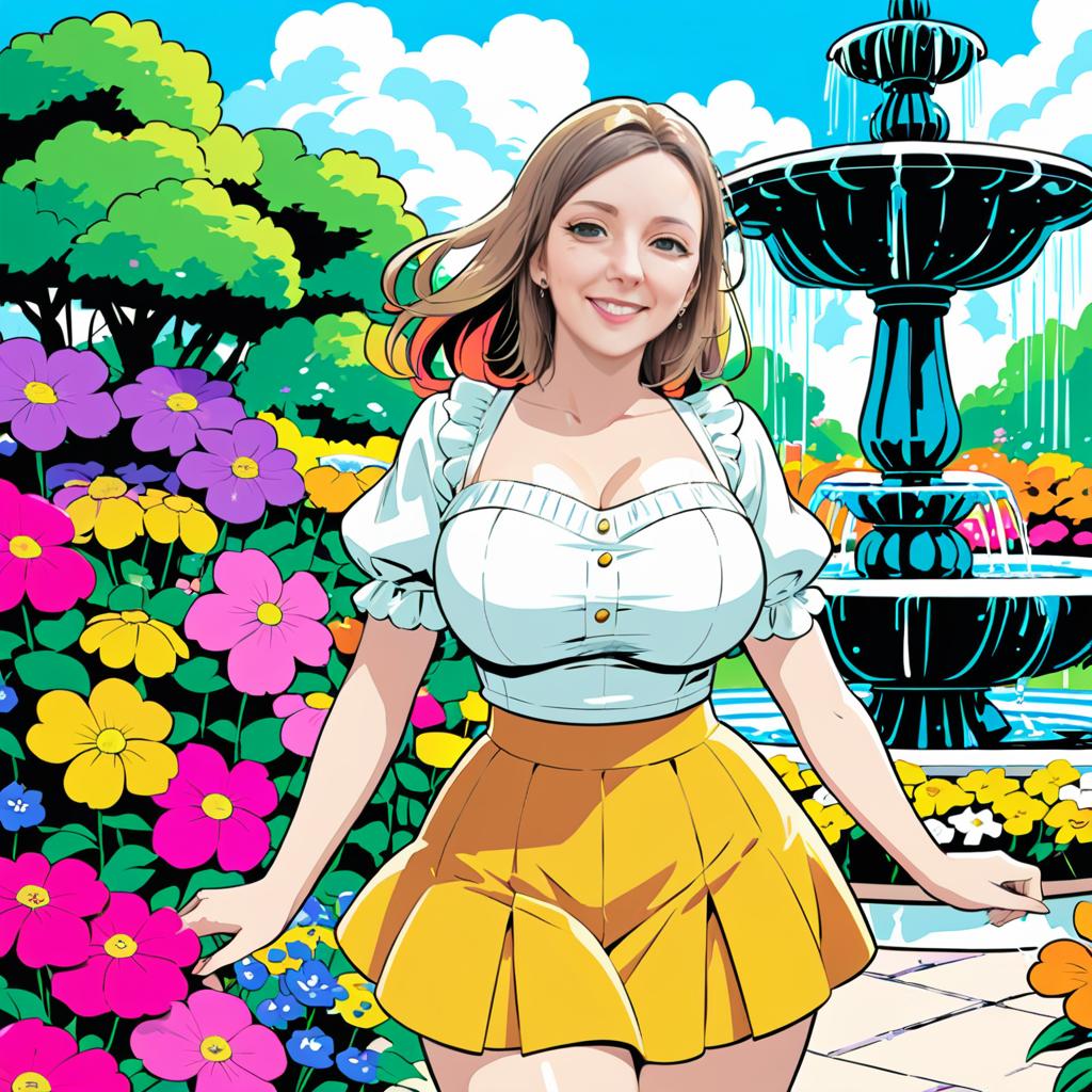 Smiling Woman in Vibrant Garden