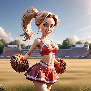 3D Cheerleader on Sports Field