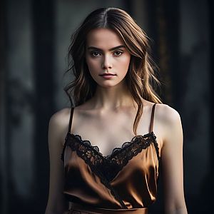 Elegant Woman in Satin Camisole
