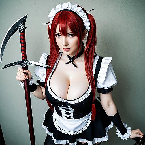Queen's Blade Airi Cosplay Maid Costume with Weapon