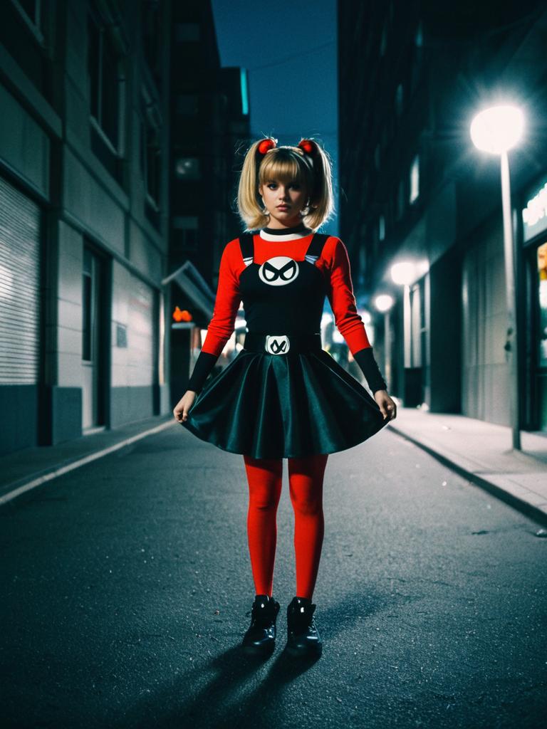 Confident Woman in Urban Night Scene