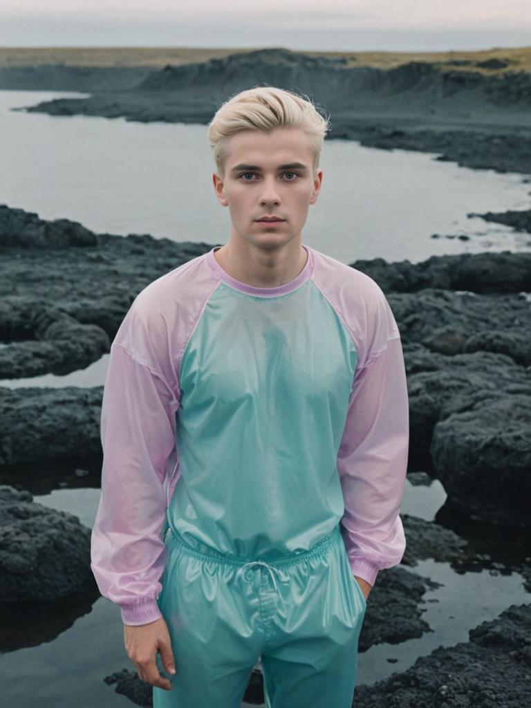 Stylish Young Man in Coastal Landscape