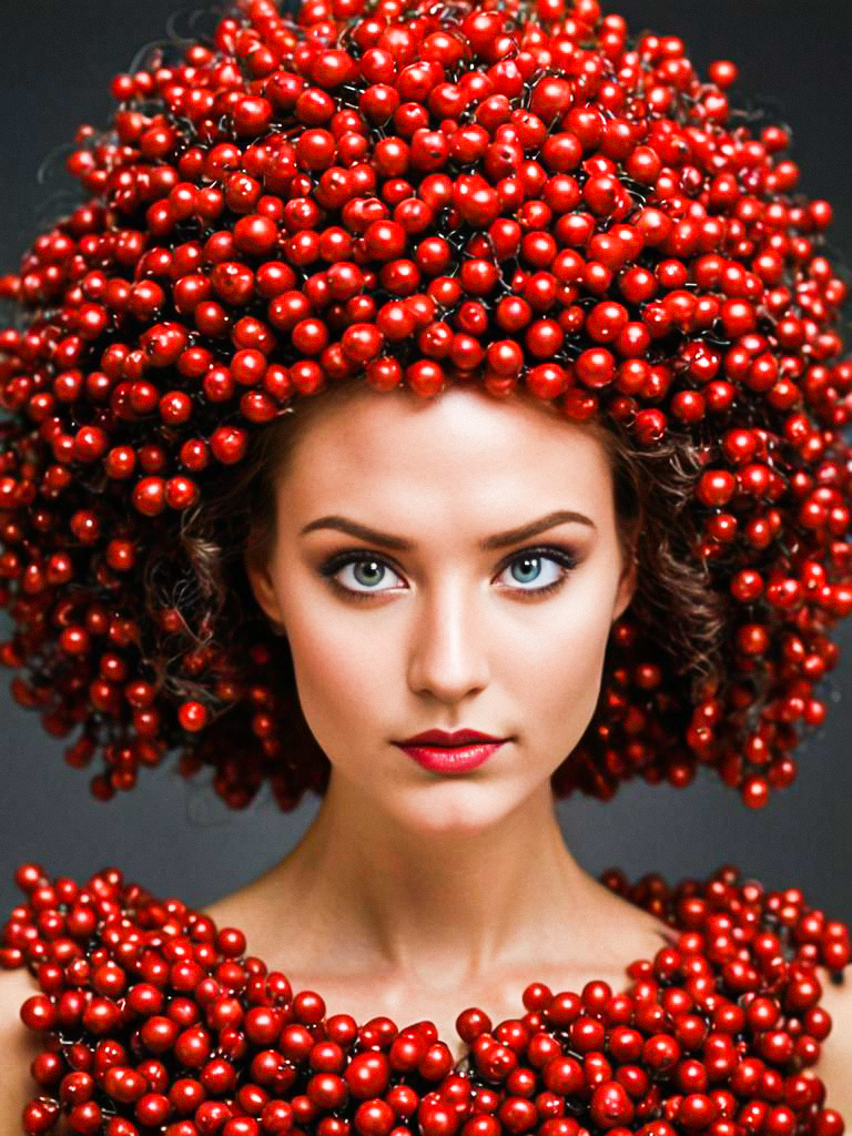 Avant-Garde Portrait of Woman in Berry Headpiece Avant-Garde Portrait of Woman in Berry Headpiece
