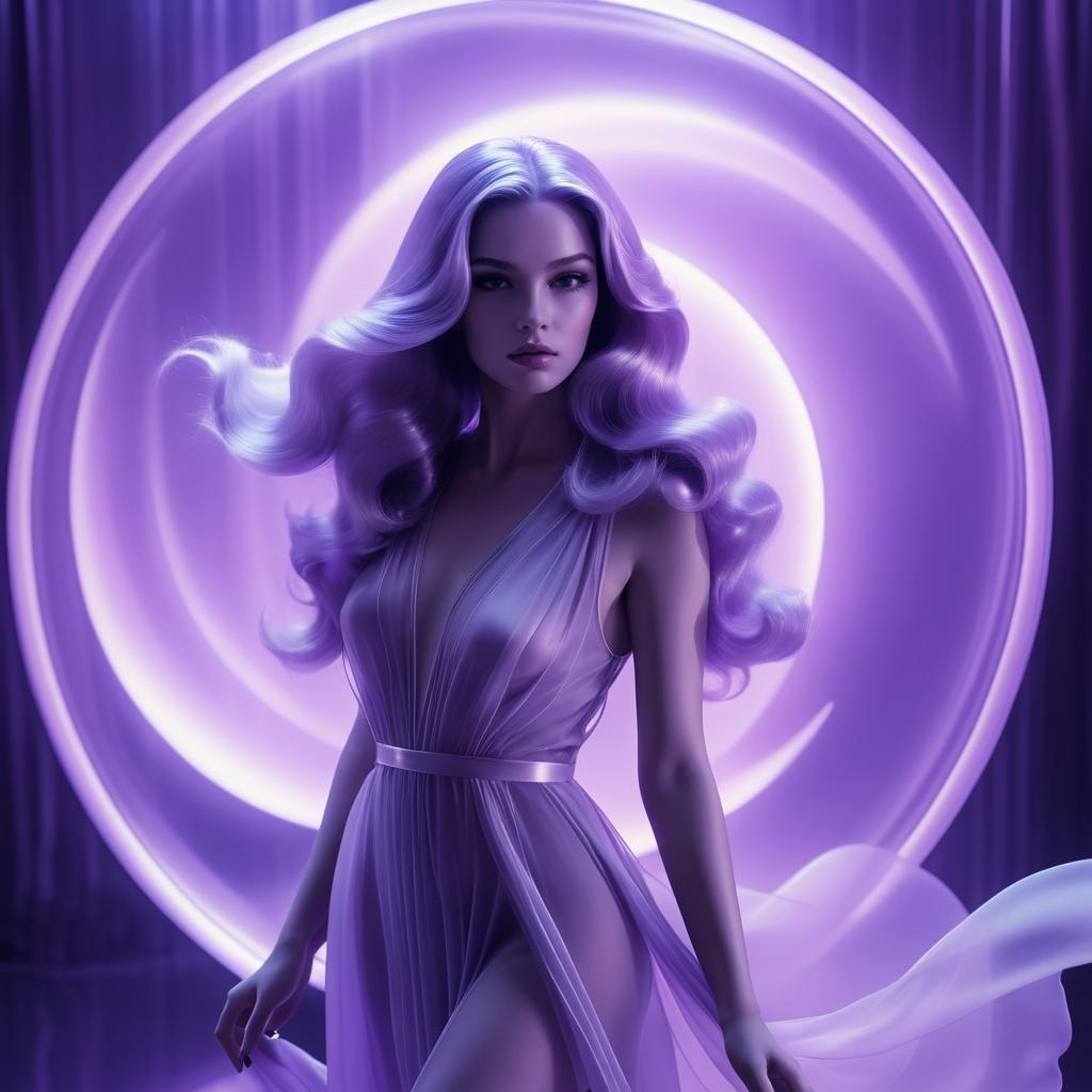 Woman with Lavender Hair in Ethereal Gown