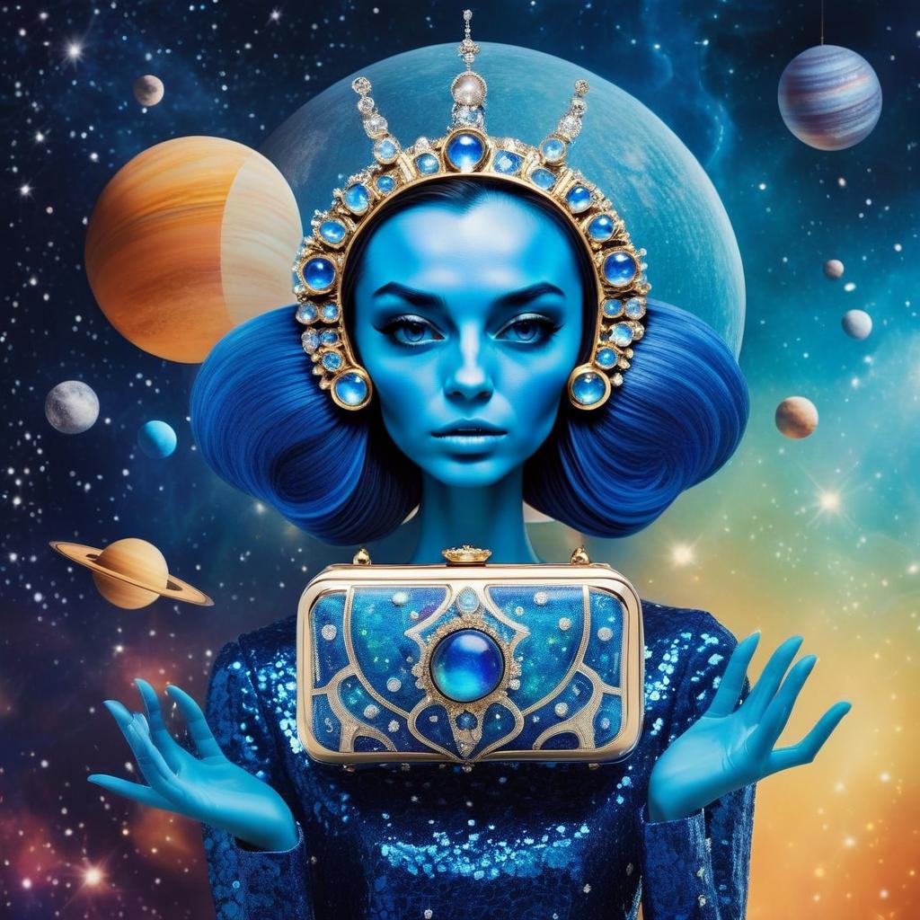 Futuristic Woman with Blue Skin in Cosmic Background Futuristic Woman with Blue Skin in Cosmic Background