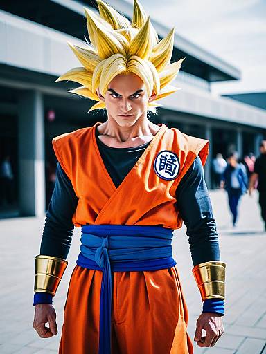 Man in Dragon Ball Super Saiyan Costume Cosplay