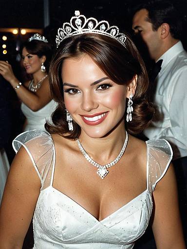 Glamorous Woman in Princess Party Dress with Tiara and Jewelry