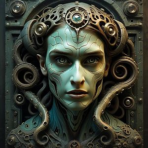 Futuristic Steampunk Woman Portrait