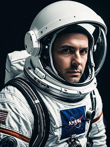 Photorealistic Man in Astronaut Costume NASA Cosplay Portrait