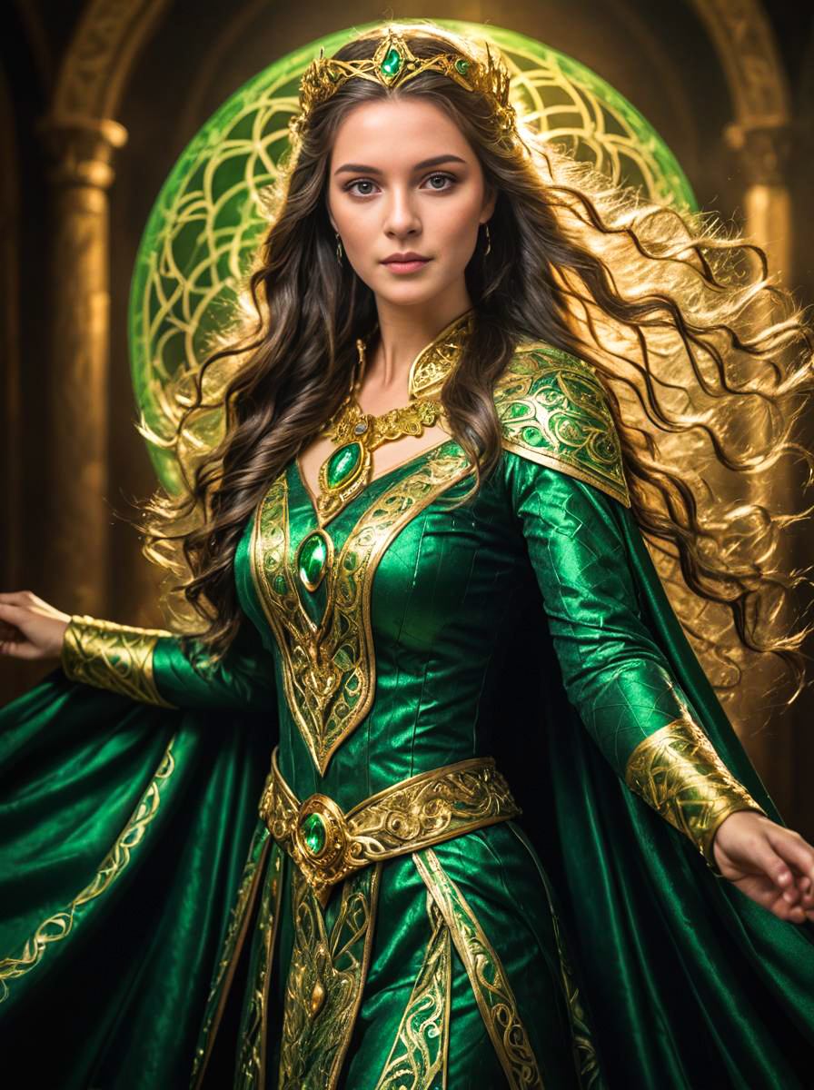 Enchantress Costume with Golden Detailing