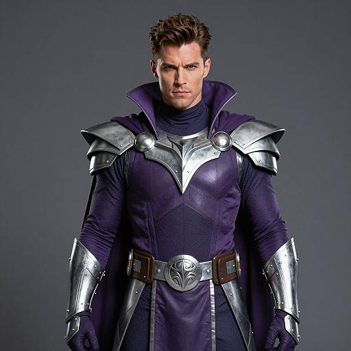 Medieval Fantasy Warrior Man in Purple Armor Costume