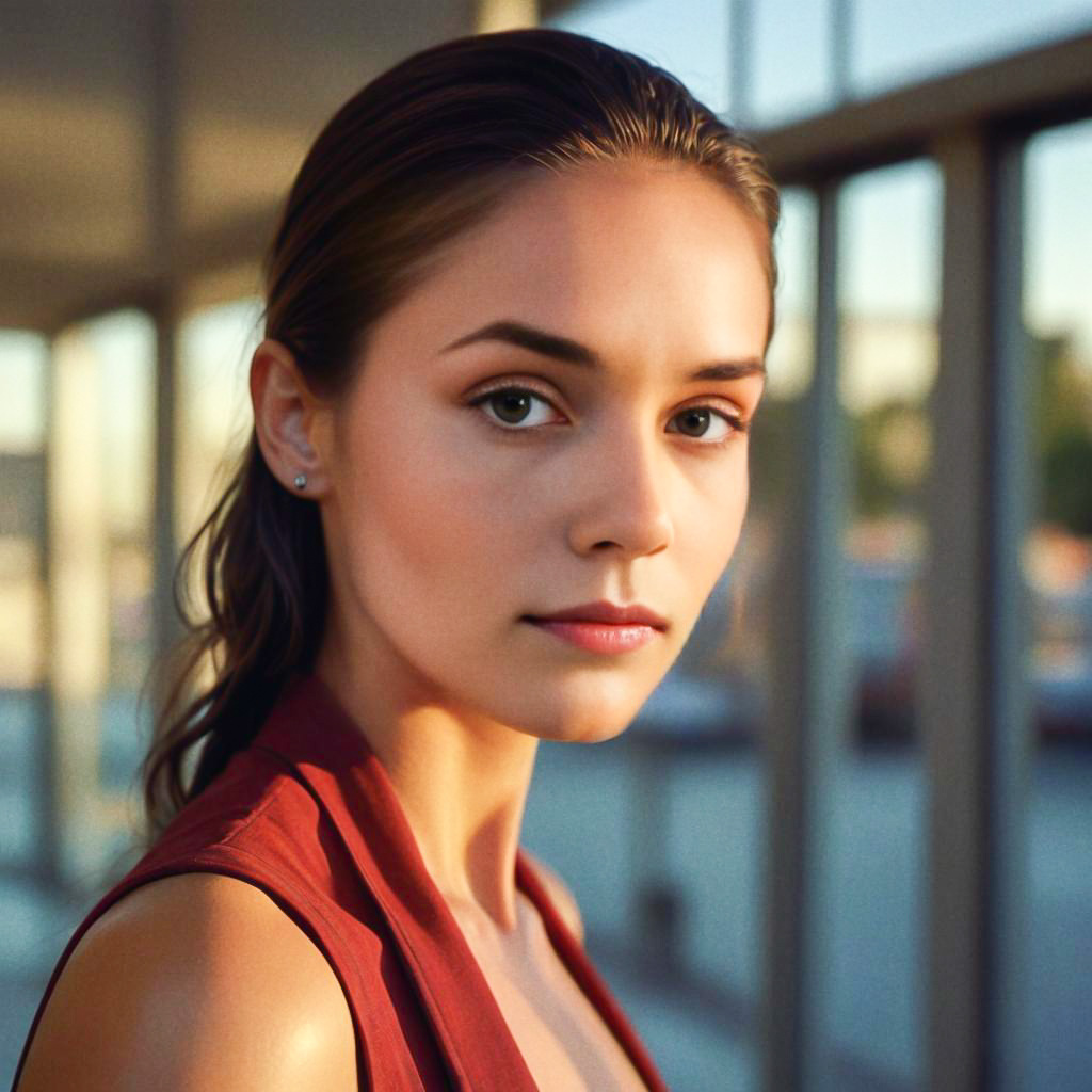 Serene Portrait of a Young Woman in Warm Light