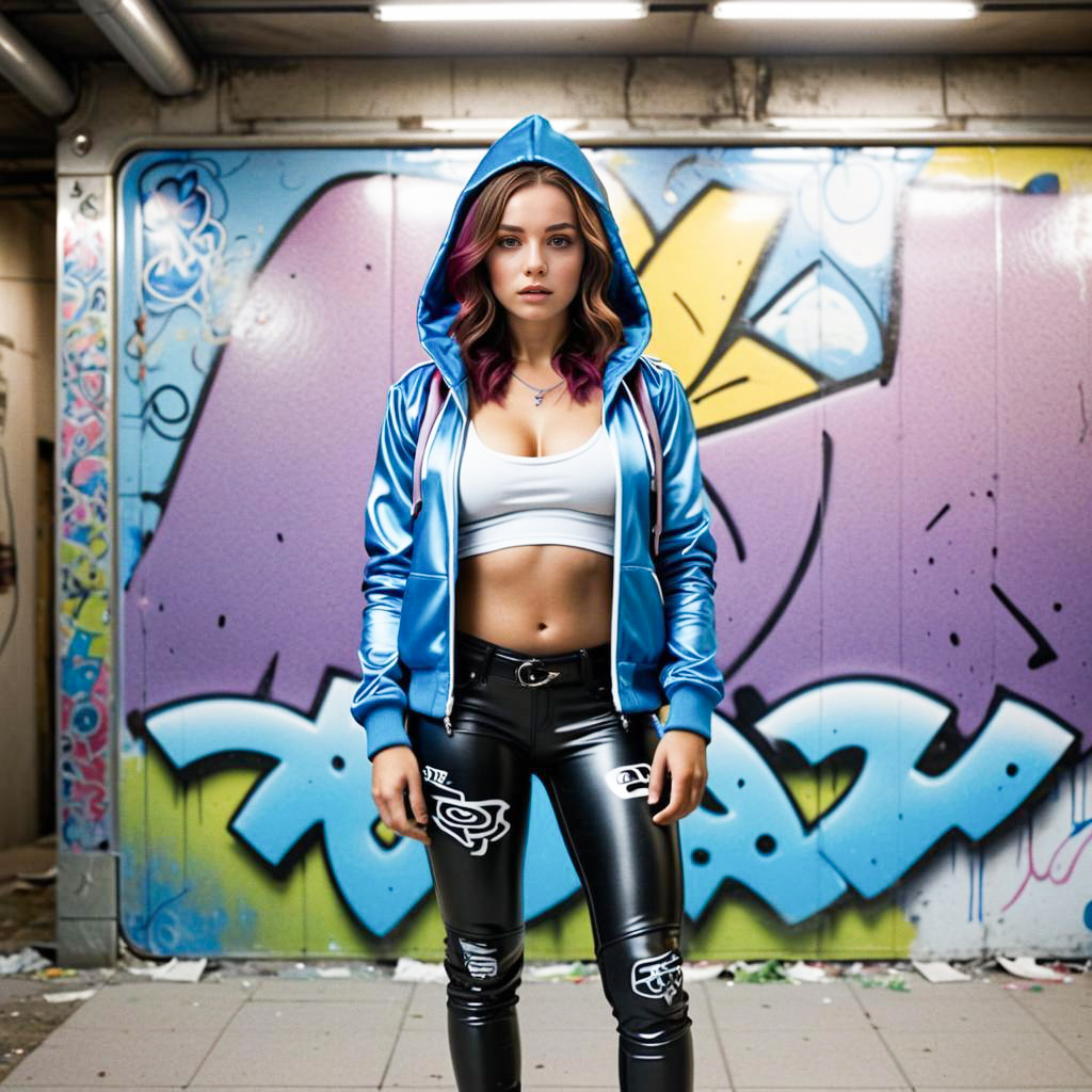 Confident Woman in Urban Graffiti Setting