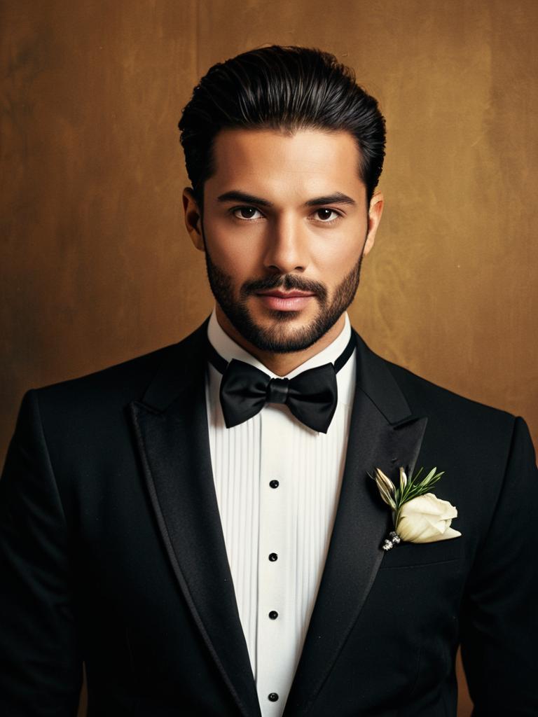Photorealistic Studio Portrait of Man in Wedding Tuxedo