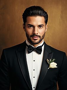 Photorealistic Studio Portrait of Man in Wedding Tuxedo