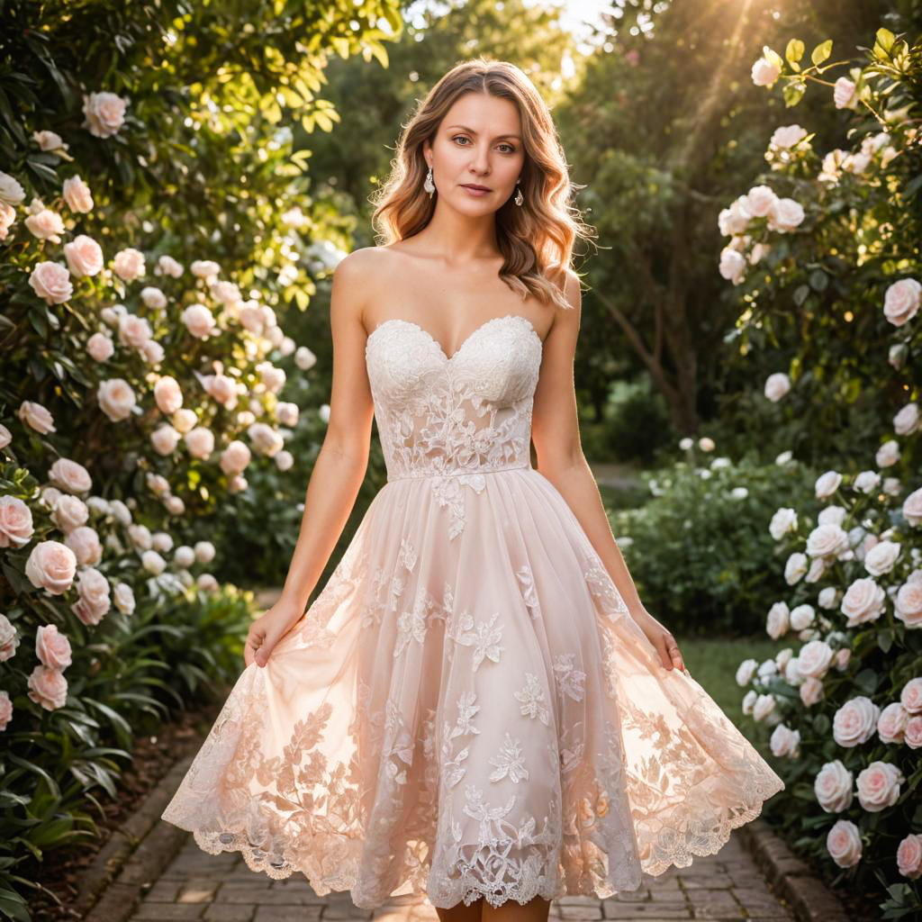 Elegant Woman in Garden with Roses