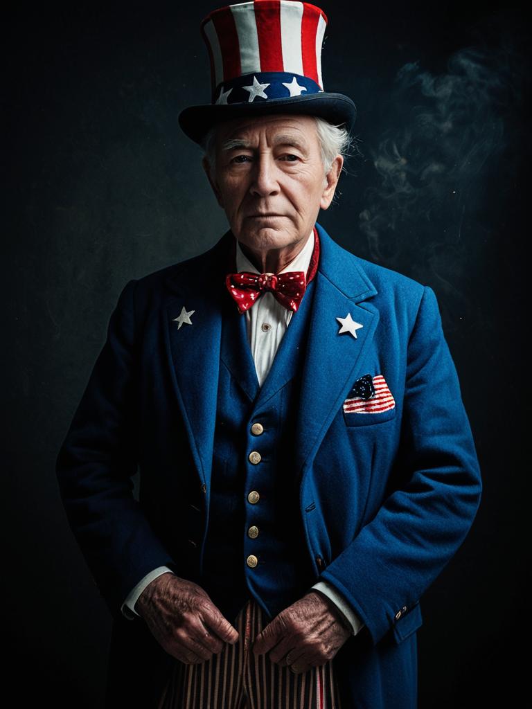 Elderly Man in Patriotic Costume