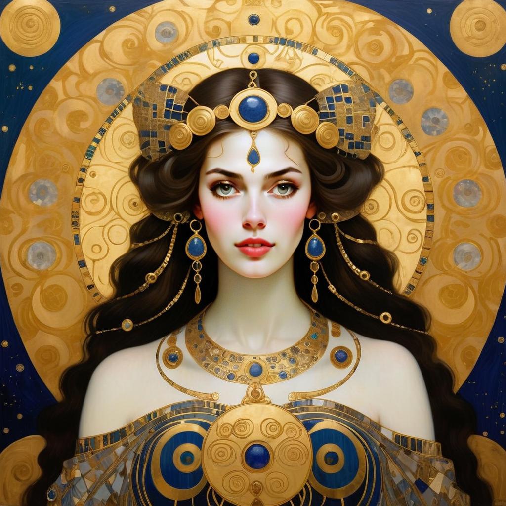 Regal Woman in Golden and Blue Accessories
