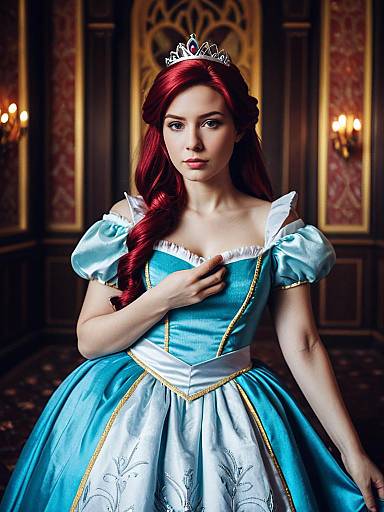 Photorealistic Cosplay Woman in Disney Princess Dress Costume