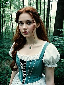 Realistic Giselle Gewelle Cosplay Woman in Forest Costume
