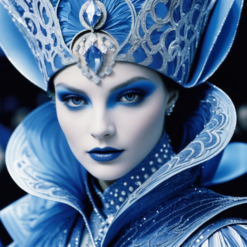 Regal Woman in Blue Costume