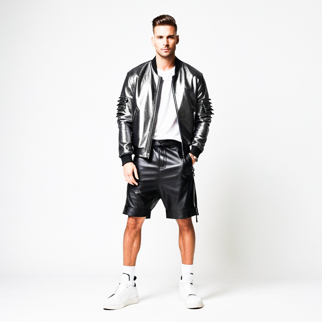 Confident man in black streetwear
