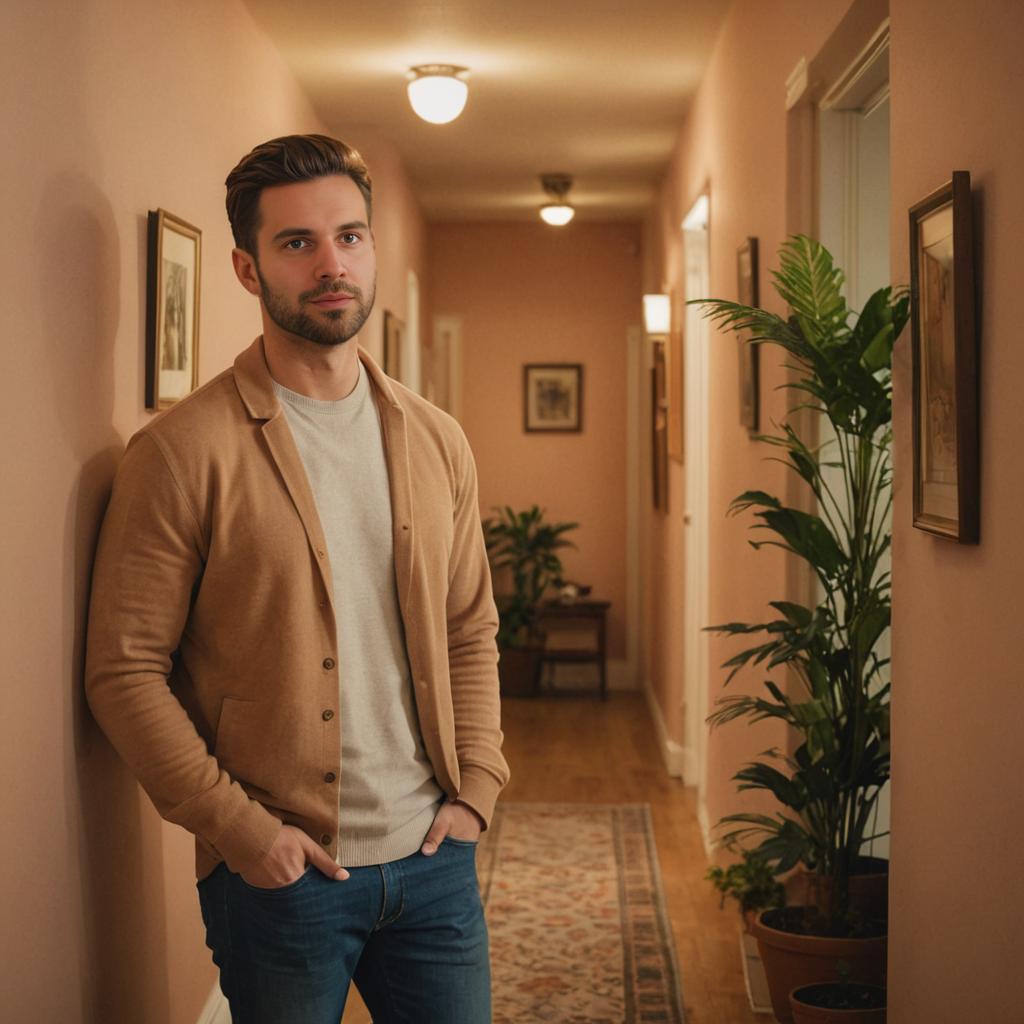 Stylish man in elegant hallway