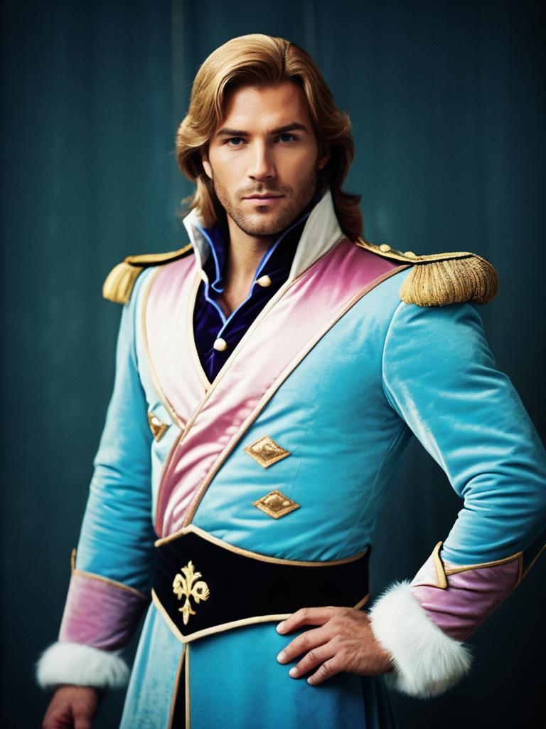 Man in Prince Adam Costume Cinematic Realism Heroic Noble Portrait