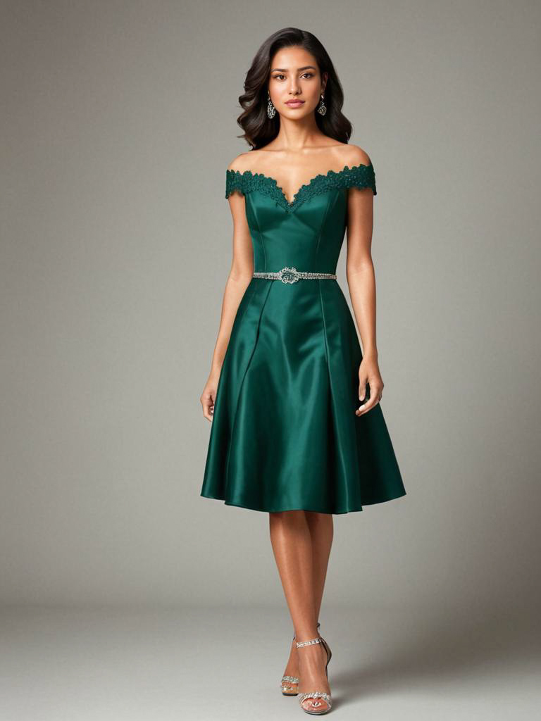 Elegant Woman in Emerald Green Dress