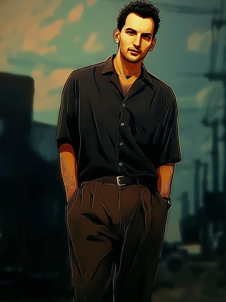 Stylized Portrait of Confident Man Outdoors