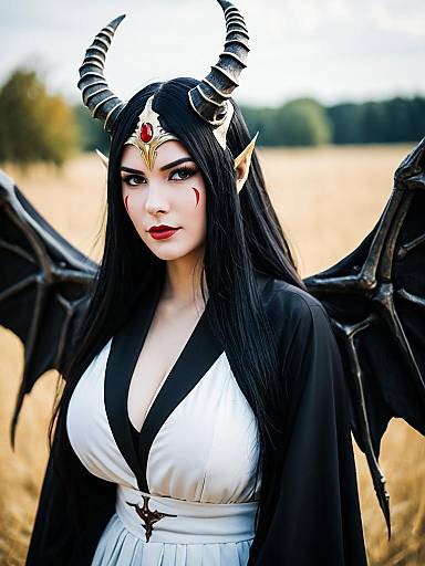 Ainz Ooal Gown Fantasy Cosplay Woman with Horns and Wings