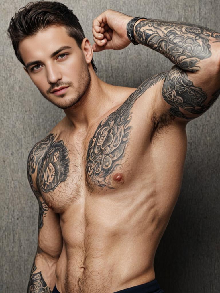 Tattooed Man in Boxer Briefs