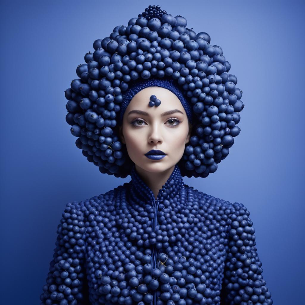 Avant-Garde Woman in Blueberry Outfit