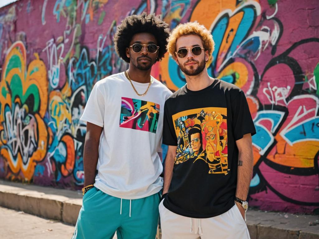 Two Stylish Men in Urban Graffiti