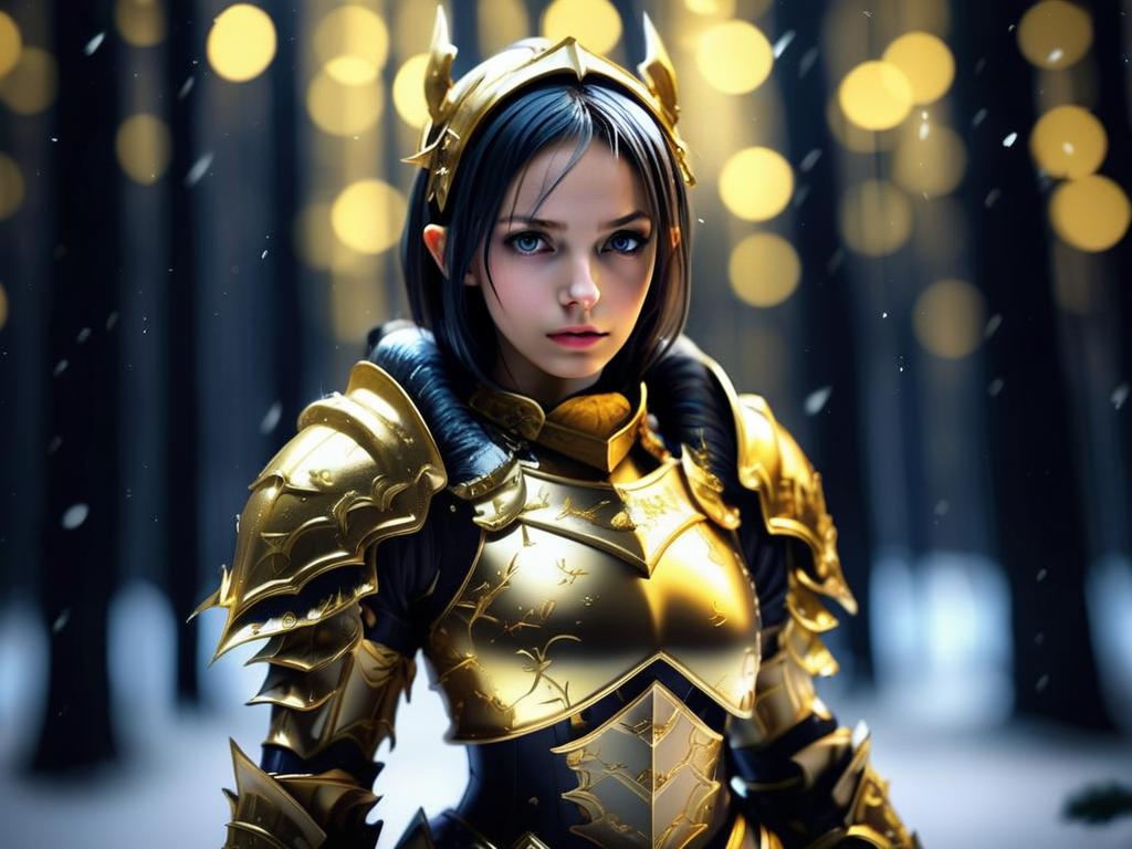Woman in Golden Armor - Fantasy Portrait