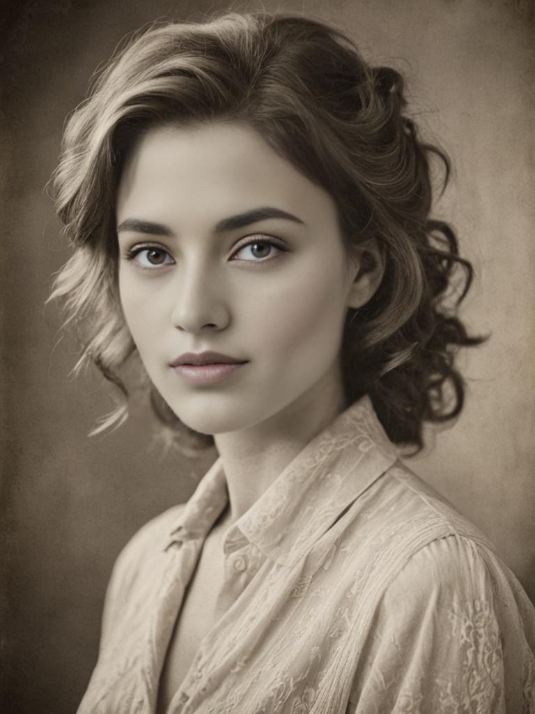 Sepia-toned vintage portrait of a woman