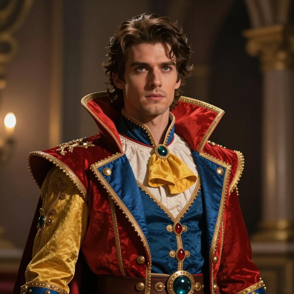 Young Man in Renaissance Prince Costume in Elegant Setting