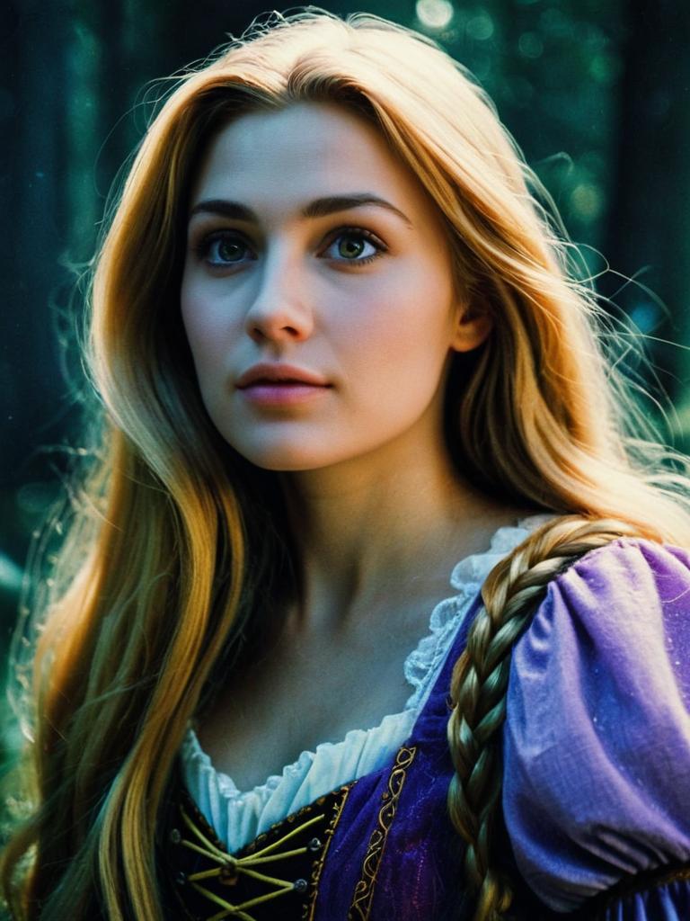 Young Woman in Medieval Dress with Braid