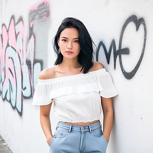 Stylish Young Woman in Urban Fashion