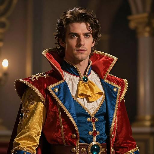 Young Man in Renaissance Prince Costume in Elegant Setting