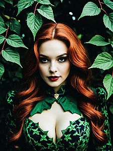 Vintage Poison Ivy Costume Woman Cinematic Realism Retro Villain Portrait