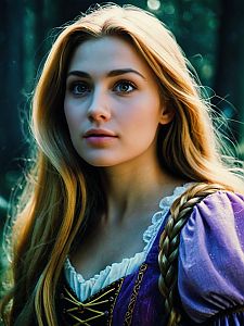 Young Woman in Medieval Dress with Braid