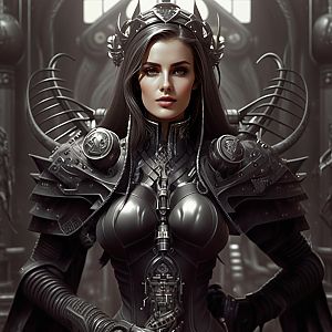 Futuristic Gothic Woman Warrior in Intricate Armor