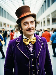 Man in Willy Wonka Costume at Cosplay Convention