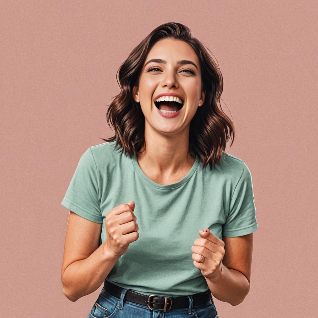 Woman Bursting into Laughter - Joyful Illustration