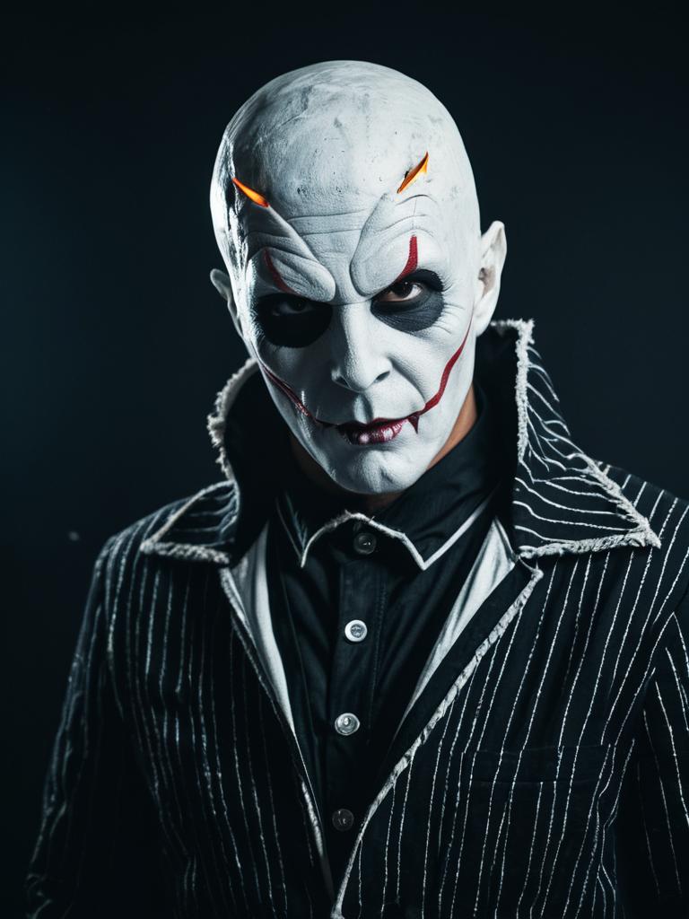 Man in High-Quality Halloween Clown Costume Photorealistic Cosplay