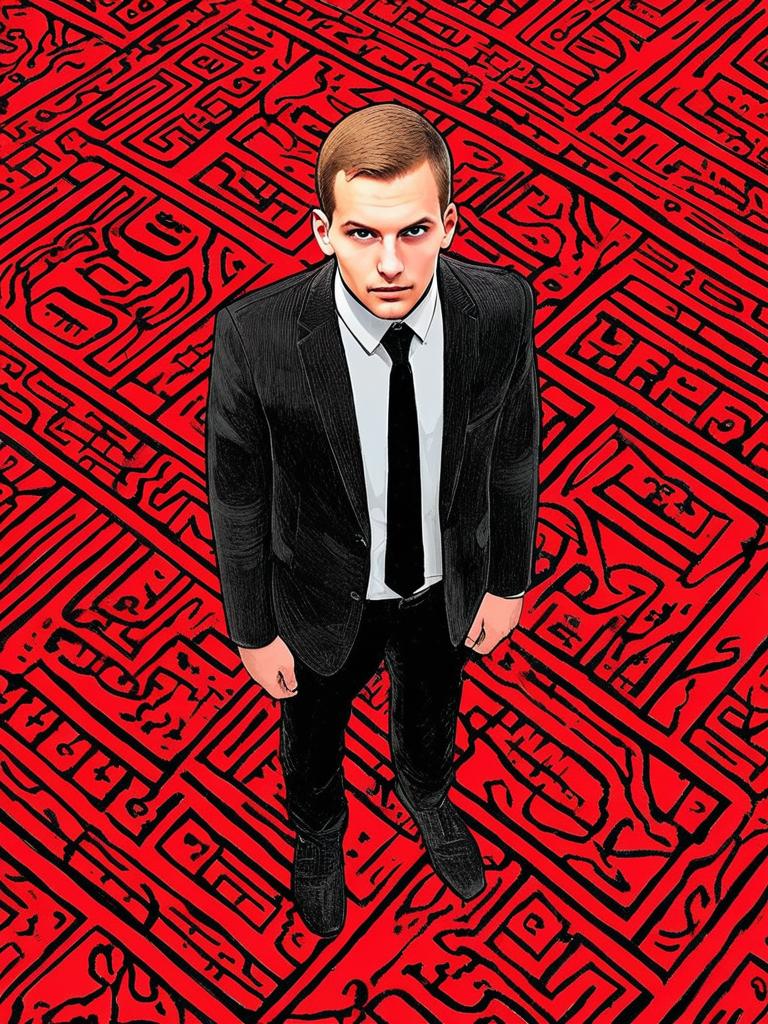 Man in Black Suit with Red and Black Background Man in Black Suit with Red and Black Background