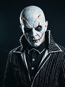 Man in High-Quality Halloween Clown Costume Photorealistic Cosplay